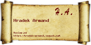 Hradek Armand névjegykártya